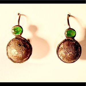 Dries Van Noten emerald gem stone earrings